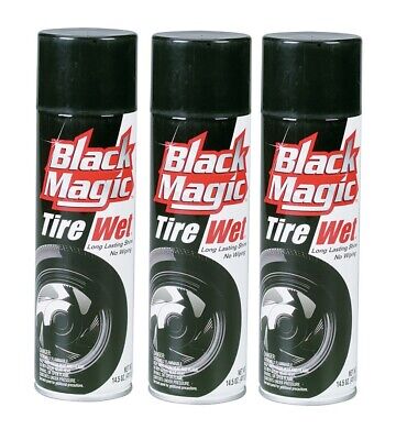 3 ~ Black Magic Tire Wet Long Lasting Shine Tire Protecting Spray 14.5 oz 1  pk