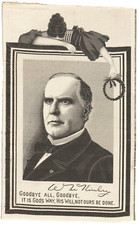 GREAT!  1901 WILLIAM MCKINLEY MEMORIAM Jaquard Silk Textile ~ Goodbye All