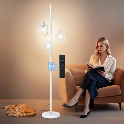 Dimmable Industrial Floor Lamp 3×9W, 800LM Bulbs Included, 4 Working Modes LED