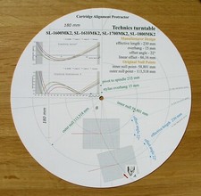 Technics SL-1600Mk2-1610Mk2/SL-1700Mk2  SL-1800Mk2 Tonearm Alignment Protractor