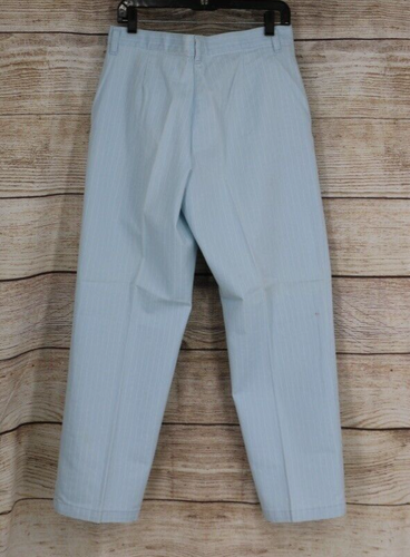 VINTAGE Riders Stretch Womens Sz 12 M High Rise Pinstripe Straight Leg Pants Blu - Picture 7 of 11