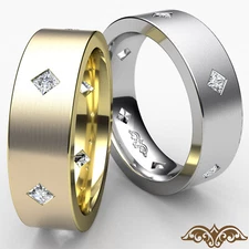 Matte Finished Bezel Men's Diamond Eternity Wedding Band White Gold 0.55 Ctw.