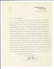 British MP George Strauss Signed Note 1956 / Autographed / to Adrian Brunel
