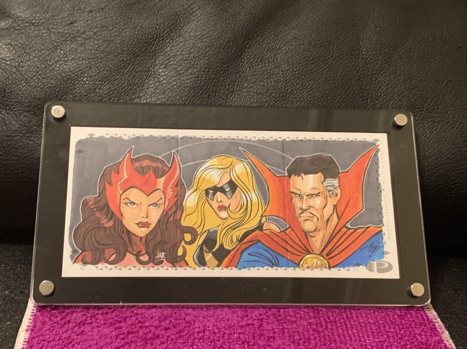 2017 UD MARVEL PREMIER AVENGERS DR. STRANGE 3 PANEL ARTIST SKETCH CARD SP# 1/1 - Image 2 of 4