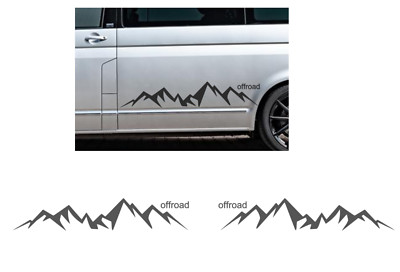 2 Stück Berg/ALM Auto Aufkleber mit Schriftzug Offroad, Gebirge Grafik (319/5)