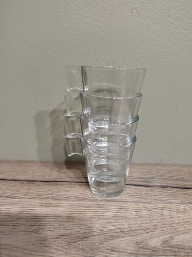 IKEA Stelna Espresso Glass Coffee Cup Clap Handle x 4 Stackable Unused Hot Cold - Picture 2 of 5