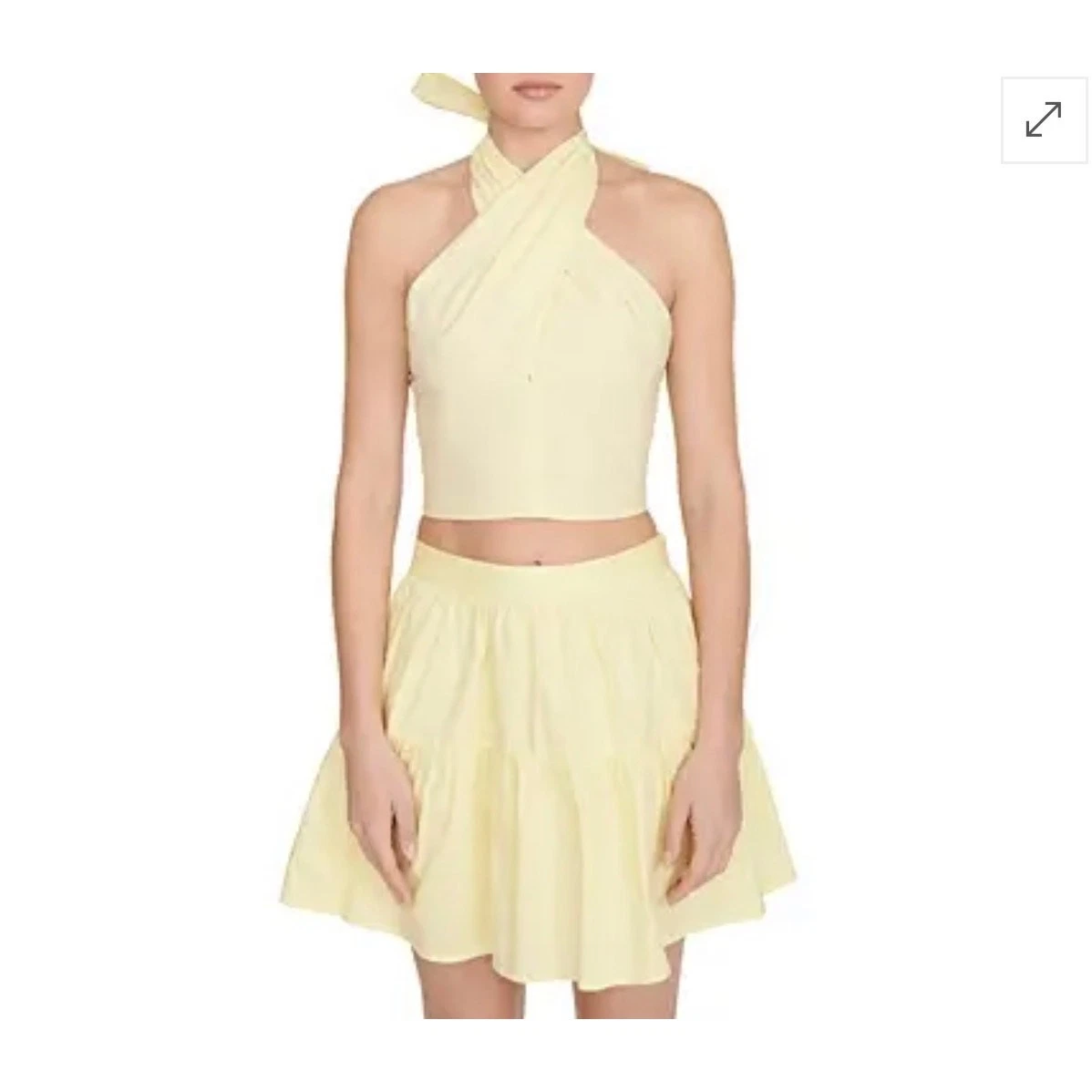 STAUD Sea Tiered Cotton Poplin Mini Skirt Sunray Yellow Flouncy Women Sz 4 NWOT