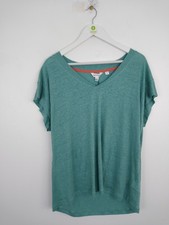 White Stuff Women's Ivy Linen V Neck Short Sleeve T-Shirt Teal NEW