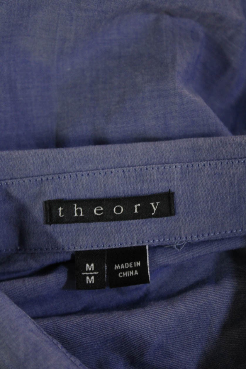 Theory Womens Basic Collared Button-Up Top Blue C… - image 6