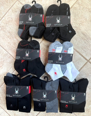 SPYDER MEN'S/WOMEN'S SOCKS:NWT LOW CUT, CREW, or QUARTER  ASSORTED  Retail:$24