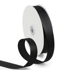 1 Inch 100 Yards Satin Ribbon Black, Solid Color Fabric Ribbon for Gift Wrapping