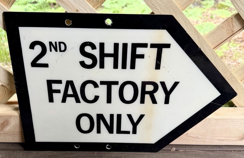 Vintage 2nd Shift Factory Only Fiberglass Sign A/C Spark Plug Flint Mi