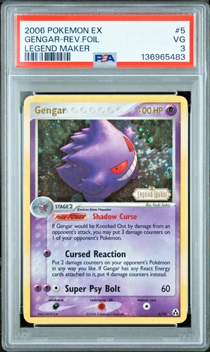 SWIRL PSA 3 2006 Pokemon EX Legend Maker Gengar STAMPED Reverse Holo Foil 5/92