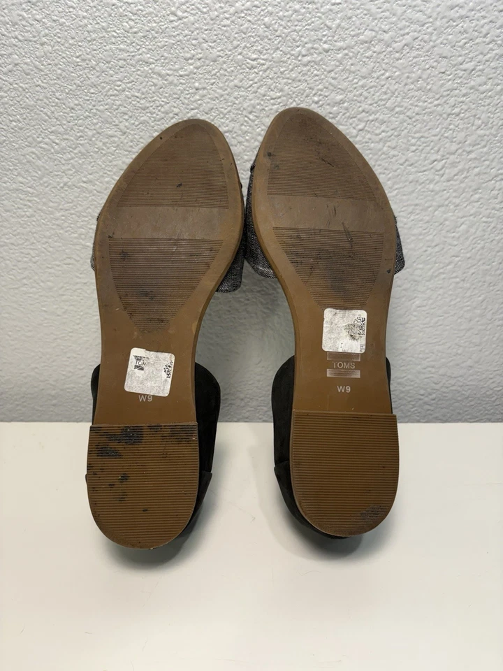 Women's TOMS Jutti D'Orsay Navy Canvas Blue Point Flats Slip On Shoes Sz W9 - Image 4 of 4