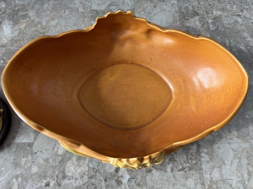 Set Vintage 1943 Roseville Pottery Water Lily Console Bowl 441-10 Candle Holders - Picture 10 of 13