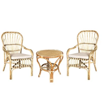Salon Manao En Bois De Bambou 2 Fauteuils Et 1 Table Basse Avec Coussins Offerts - Photo 1/4