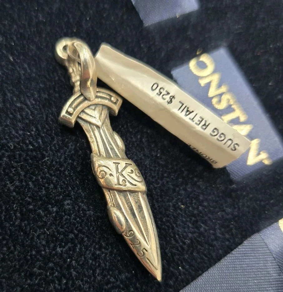 Мужской кулон меч из чистого серебра и бронзы с черной шпинелью - Изображение 3 из 4