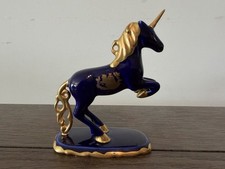 Rare Franklin Mint Cobalt & Gold Limoges-style Porcelain Unicorn Vintage 1991