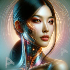 AI Art Cybernetic Woman Wallpaper | Futuristic Digital Background | Desktop Pict