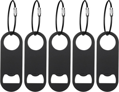 5 PACK Stainless Steel Flat Bottle Opener with Keychain- Bar Key-Beer Bottle Ope