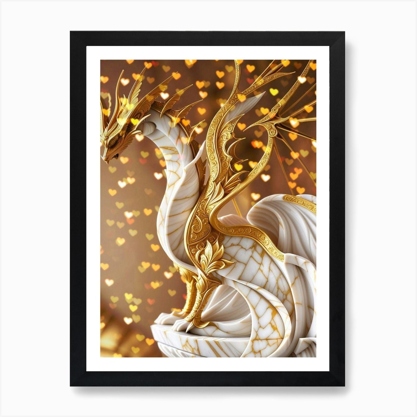 Golden Dragon 3 Framed Art Print Canvas Wall Decor Picture