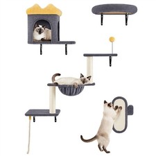 Cat Wall Shelves & Perches, Wall-Mounted Cat Climbing Tree Set with Condos Grey