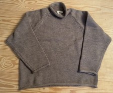 Vintage J Crew Roll Neck Sweater Men XL Oarsman Oatmeal Wool Knit Pullover 90s