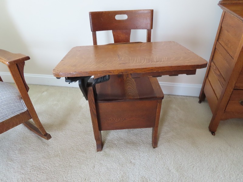 Antique Oak Student Chair Desk with Bottom Drawer and Lift Top CLEAN!!