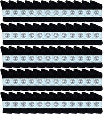 60 Pack of Kids Premium Cotton Crew Socks Black Size 4-6 Boys Crew Sock
