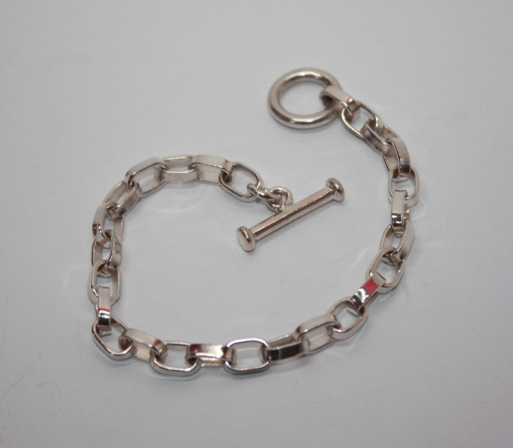 Sterling Silver Classic Chain Link Toggle Bracele… - image 2
