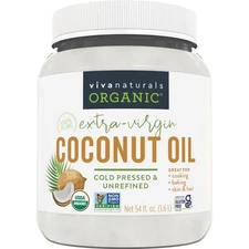 Viva Naturals Organic Coconut Oil, 54 fl oz – Unrefined, Cold-Pressed Extra Virg