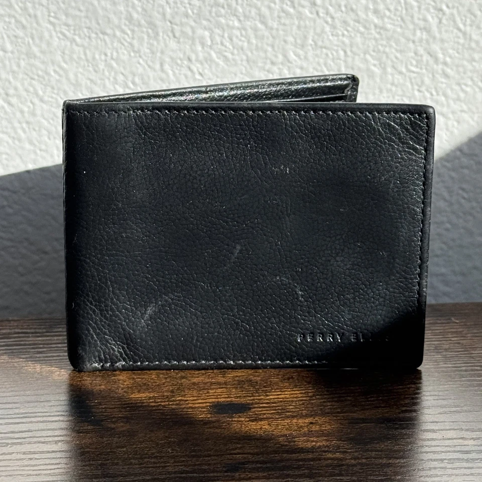 Perry Ellis Portfolio Black Leather Bifold Wallet – Genuine Leather - Image 2 of 4