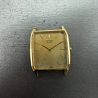 Seiko Watch Men 27mm Champagne Dial Gold Tone Rectangle 5P30-5A10 New Battery