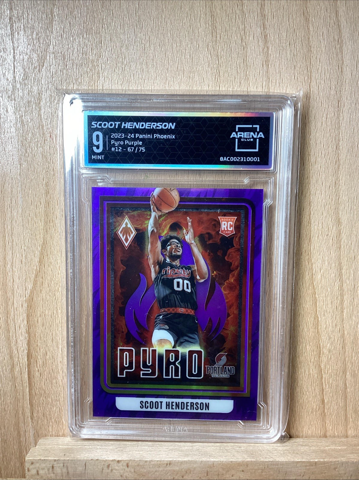 2023-24 Phoenix Purple Pyro Scoot Henderson 67/75 Rookie Trailblazers