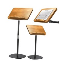 2-in-1 Dual-Use Music Stand  Tabletop Stand, Non-wheeled Rubberwood Effect