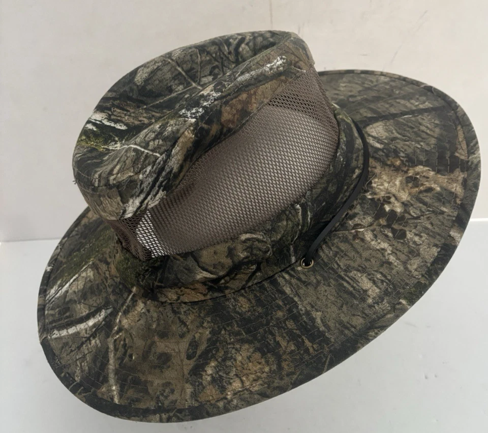 Sombrero con cordón de malla camuflada de roble musgo ala larga al aire libre senderismo/caza/safari/sol Foto 3 de 4