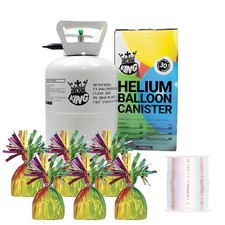 Small Helium Canister with Rainbow Curling Ribbon and 6 Foil Balloon Weights