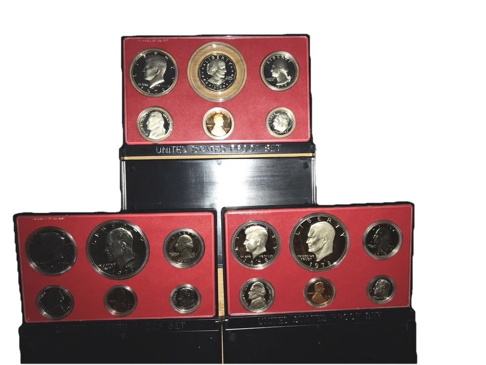1970-1979 Lot of 10 US Mint Proof Sets Decade 57 Coins 40% Silver Kennedy OGP - Image 2 of 3