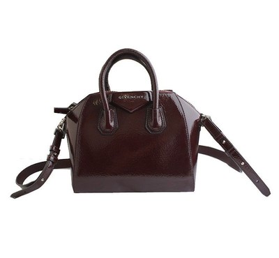 Givenchy Antigona Wine Silver-tone Patent Mini Shoulder Bag 12345 26811081