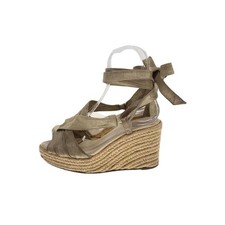 HERMES sandals, size 37, beige, wedge heel.