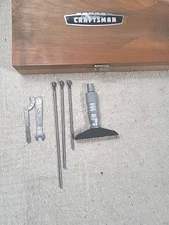 Craftsman 0-3" Depth Micrometer w/ Original Wooden Box USA Made Tool Set.