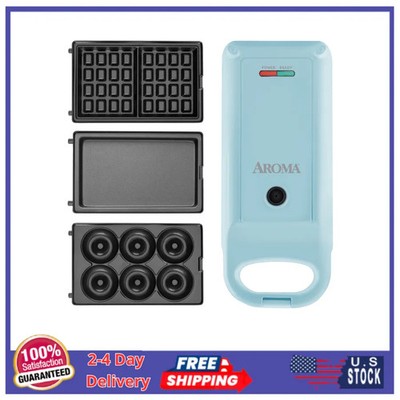 Aroma Swap and Flip Waffle Maker AWM 1220BL Blue New