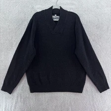 Schott Bros Sweater Men 2XL Dark Gray Wool Waffle Knit Shawl Neck PullOver