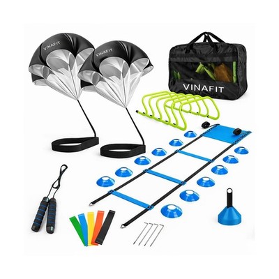 Complete Agility Ladder Training Set - 20ft Speed Ladder, 6 Adjustable Hurdle...