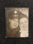 WW2 Photo Booth Military Army Soldier Man And Woman Antique Snapshot Picture