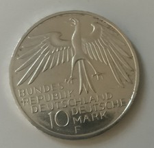 German Silver 1972 10 Deutsche Mark munich Olympic Games Commemorative Coin