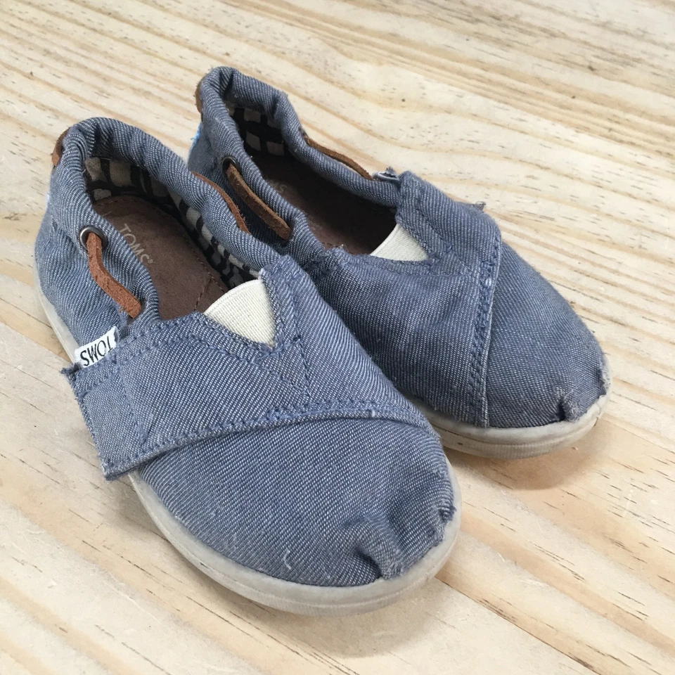Toms Shoes Toddler 7 Bimini Boat Blue Casual Comfort Round Toe Low Top Flats - Image 3 of 4