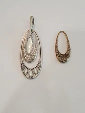 925 Silver And Brass Mother Of Pearl Interchangeable Pendant Carolyn Pollack New
