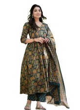 Women Viscose Printed Anarkali Kurta And Pant With Dupatta Set
