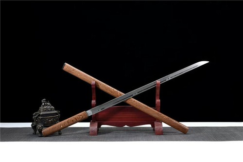 1095 carbon steel sharp Special groove blade chinese sword jiang rose wood saya - Picture 6 of 9